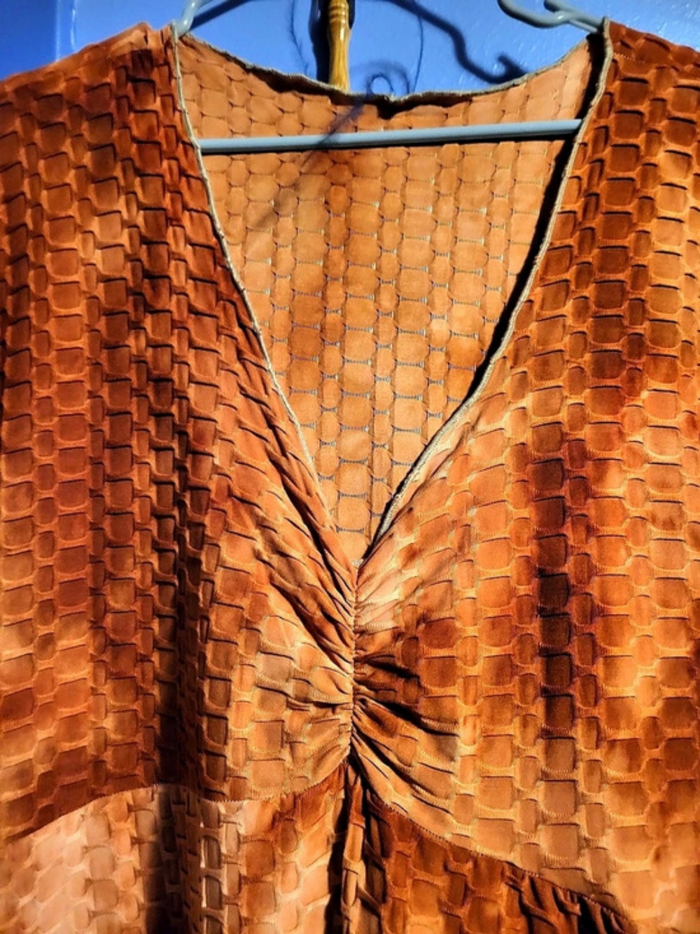Orange Textured Ruched Maxi Dress - Picture 2 of 2
